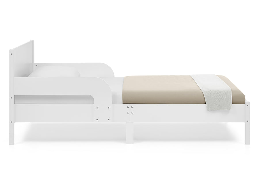 White Oxford Stripes (1726) 23-Cora Wood Twin Bed with Removable Guardrails