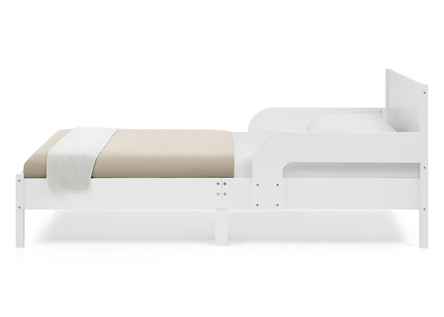 White Oxford Stripes (1726) 24-Cora Wood Twin Bed with Removable Guardrails