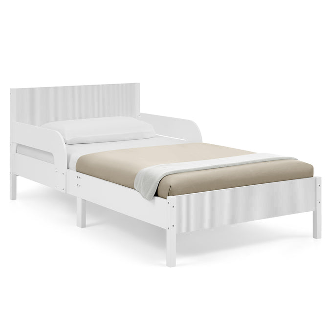 DCB: White Oxford Stripes (1726) 25-Cora Wood Twin Bed with Removable Guardrails