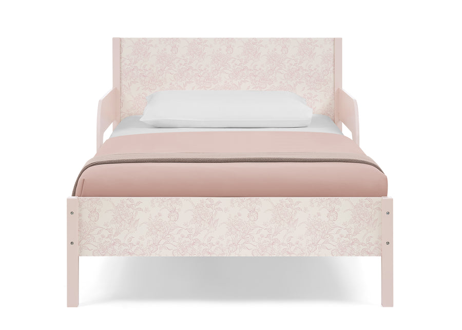 Pink Floral Toile (1727) 34-Cora Wood Twin Bed with Removable Guardrails