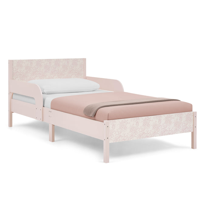 DCB: Pink Floral Toile (1727) 37-Cora Wood Twin Bed with Removable Guardrails