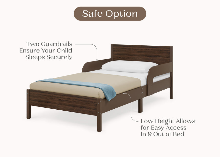 Brown (1728) 40-Cora Wood Twin Bed with Removable Guardrails