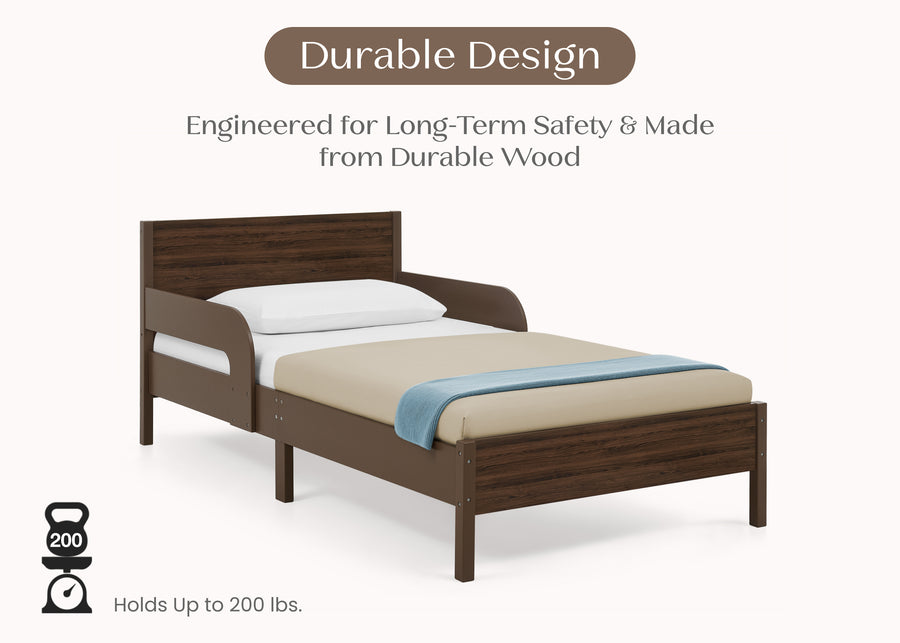 Brown (1728) 42-Cora Wood Twin Bed with Removable Guardrails