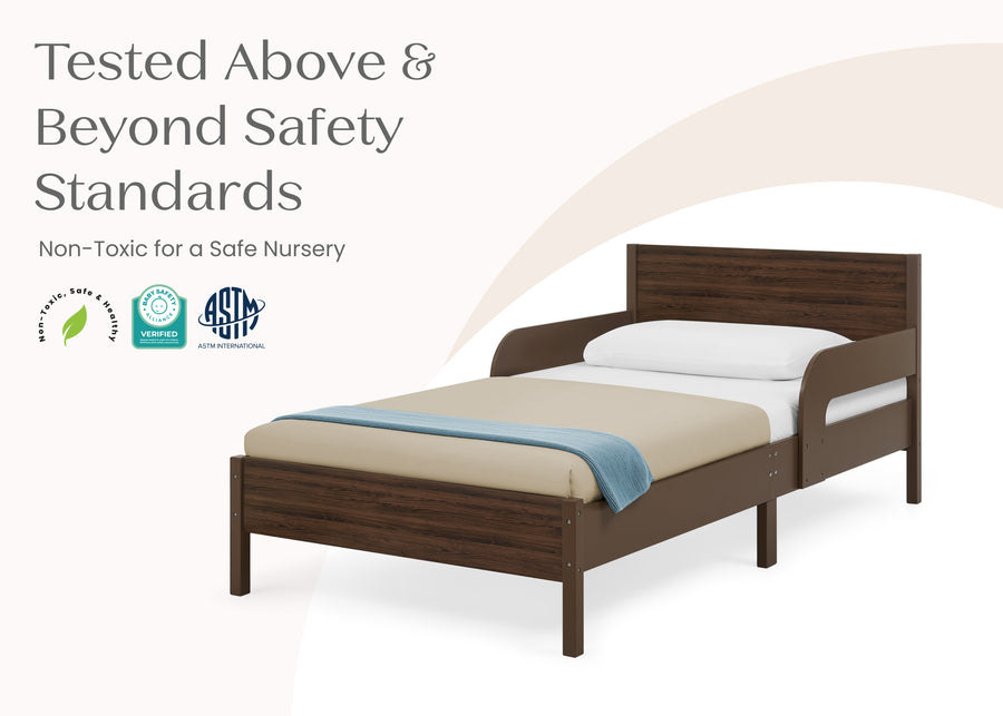Brown (1728) 44-Cora Wood Twin Bed with Removable Guardrails