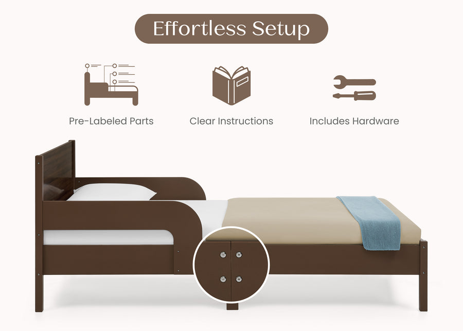 Brown (1728) 43-Cora Wood Twin Bed with Removable Guardrails