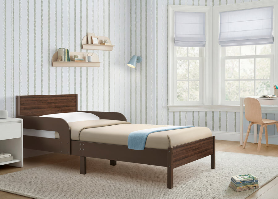 Brown (1728) 38-Cora Wood Twin Bed with Removable Guardrails
