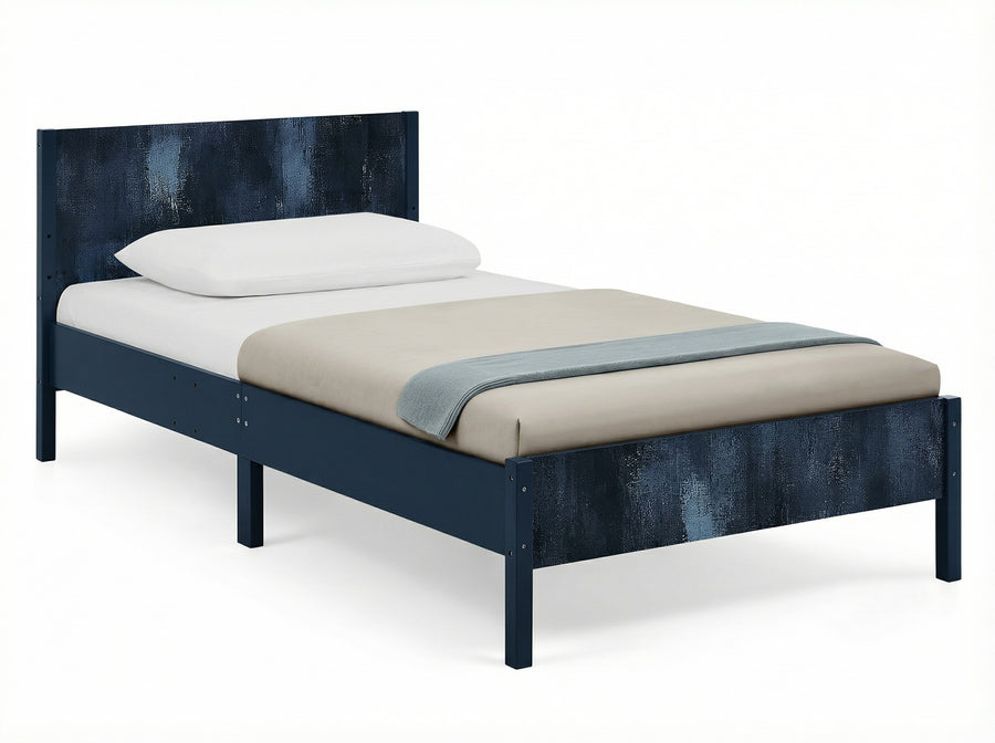 Navy (1729) 57-Cora Wood Twin Bed with Removable Guardrails