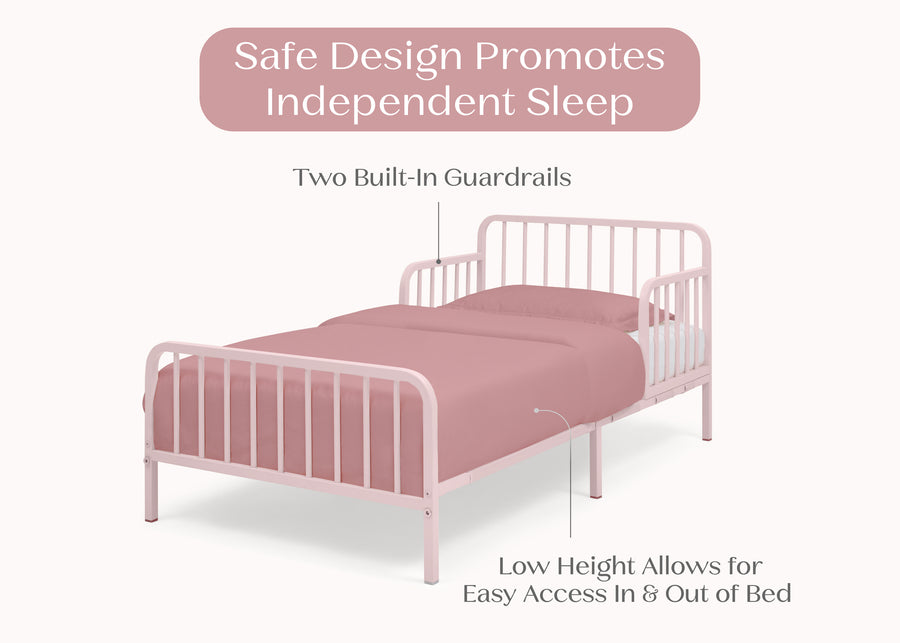 Pink (1772) 11-Finley Metal Toddler Bed with Spindles