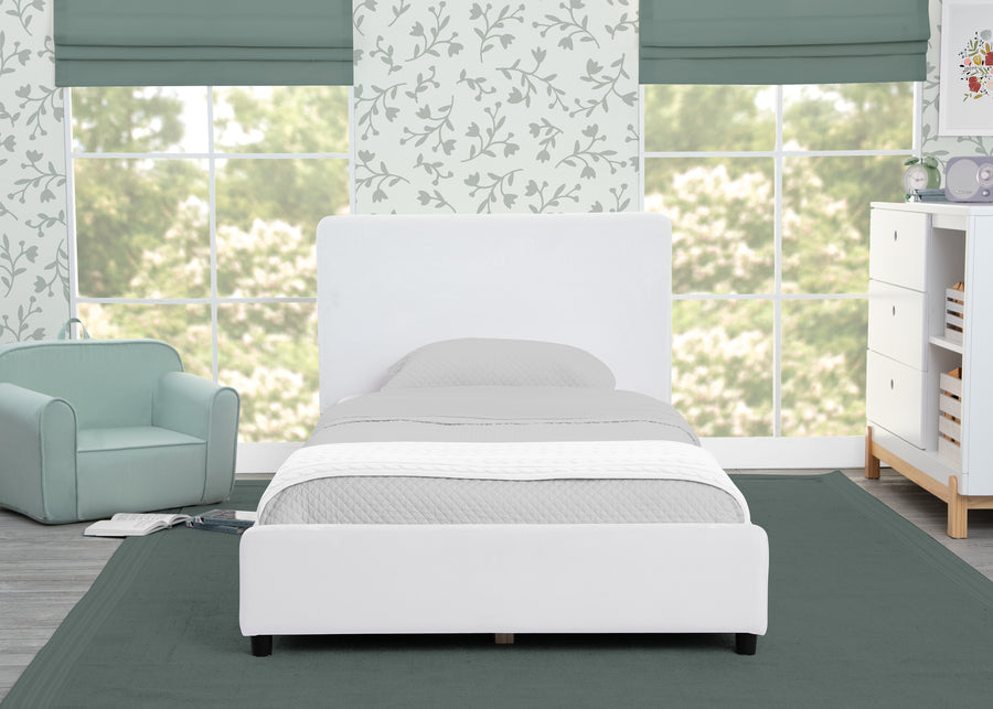 White Velvet (1600) 1-Upholstered Twin Bed with Headboard