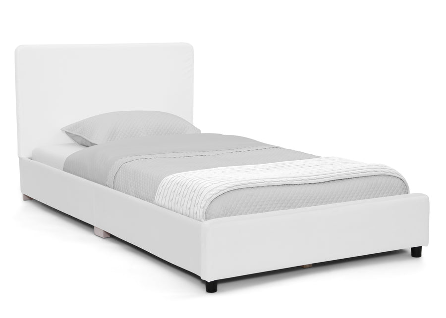 White Velvet (1600) 4-Upholstered Twin Bed with Headboard