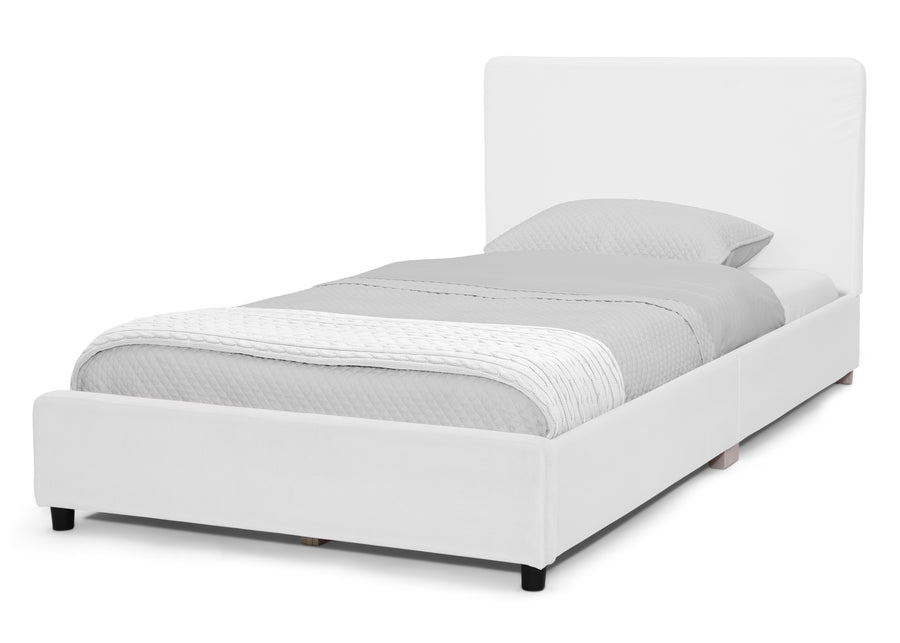 White Velvet (1600) 5-Upholstered Twin Bed with Headboard