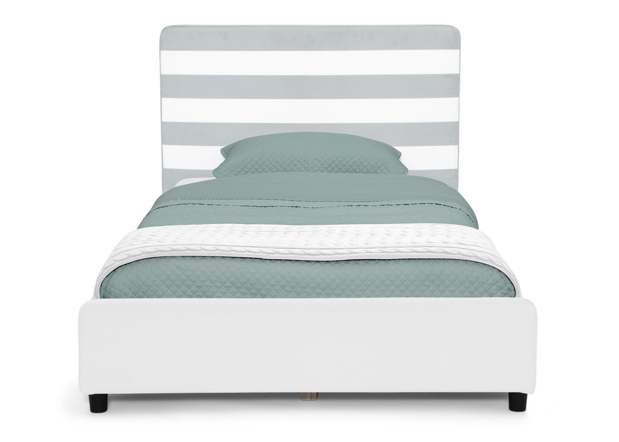Grey with White Stripes (1603) 27-Upholstered Twin Bed with Headboard