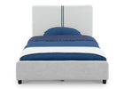 Dove Grey Stripe (1604) 35-Upholstered Twin Bed with Headboard