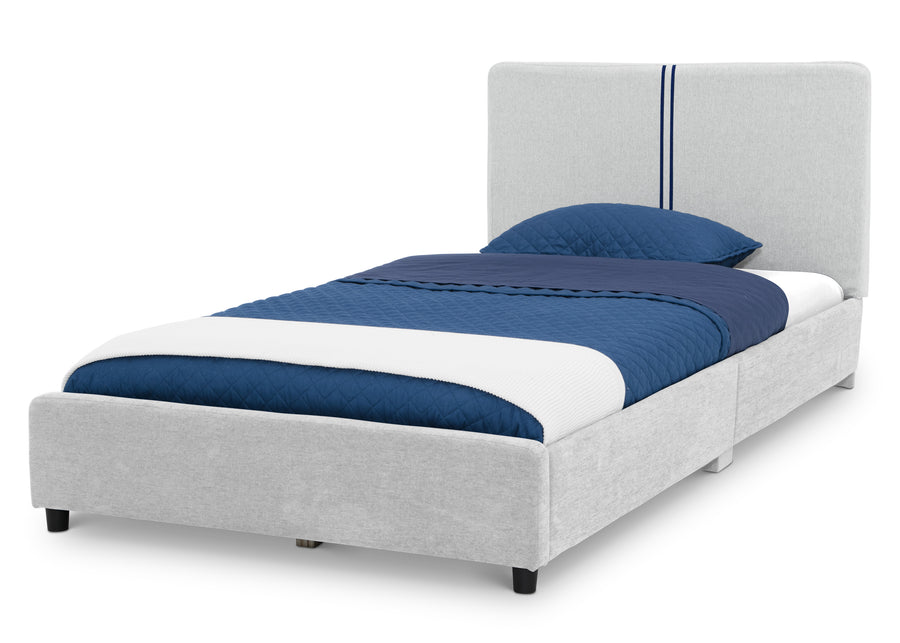 Dove Grey Stripe (1604) 37-Upholstered Twin Bed with Headboard