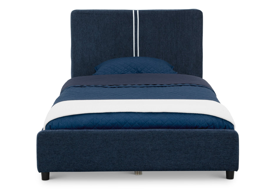 Navy Tweed Stripe (1605) 43-Upholstered Twin Bed with Headboard