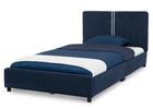 Navy Tweed Stripe (1605) 45-Upholstered Twin Bed with Headboard