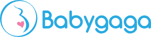 Babygaga logo with a heart symbol on a white background