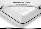 Waterproof barrier product with text indicating it keeps baby dry and clean, branded as Beautyrest. 7-Beautyrest Black BreatheCool 2-Stage Crib and Toddler Mattress