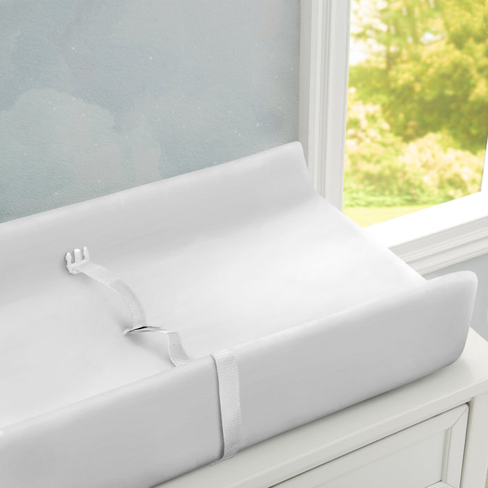 ContourChangePad Angle MidBelt WhiteCover hangtag 3-Changing Pad and Cover for Crib and Changer