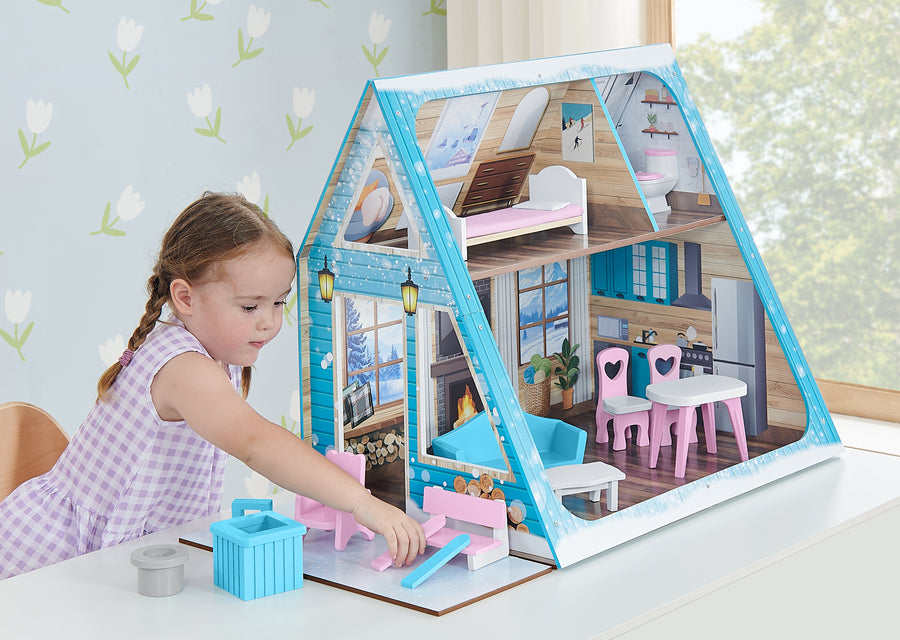 1707 2-Ski Chalet A-Frame Dollhouse
