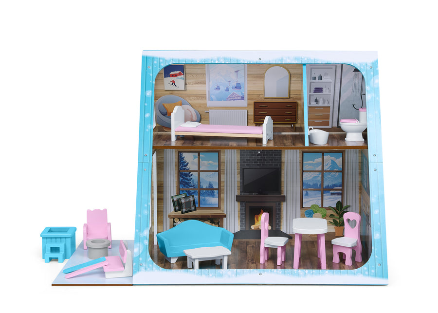 1707 3-Ski Chalet A-Frame Dollhouse