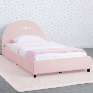 Personalized Upholstered Twin Bed with Round Headboard 3