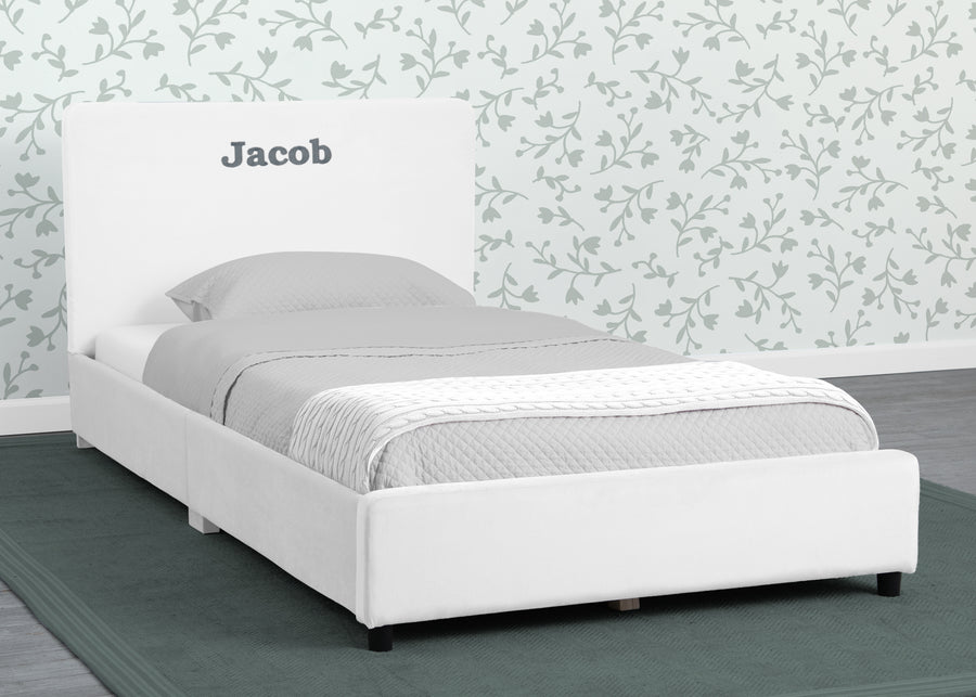 White Velvet (1600) 2-Personalized Upholstered  Twin Bed with Headboard