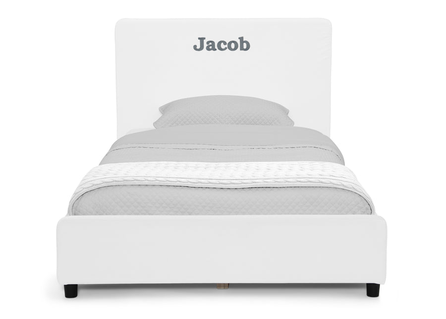White Velvet (1600) 3-Personalized Upholstered  Twin Bed with Headboard
