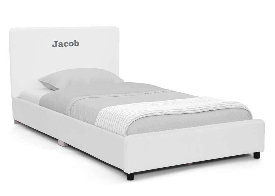 White Velvet (1600) 4-Personalized Upholstered  Twin Bed with Headboard