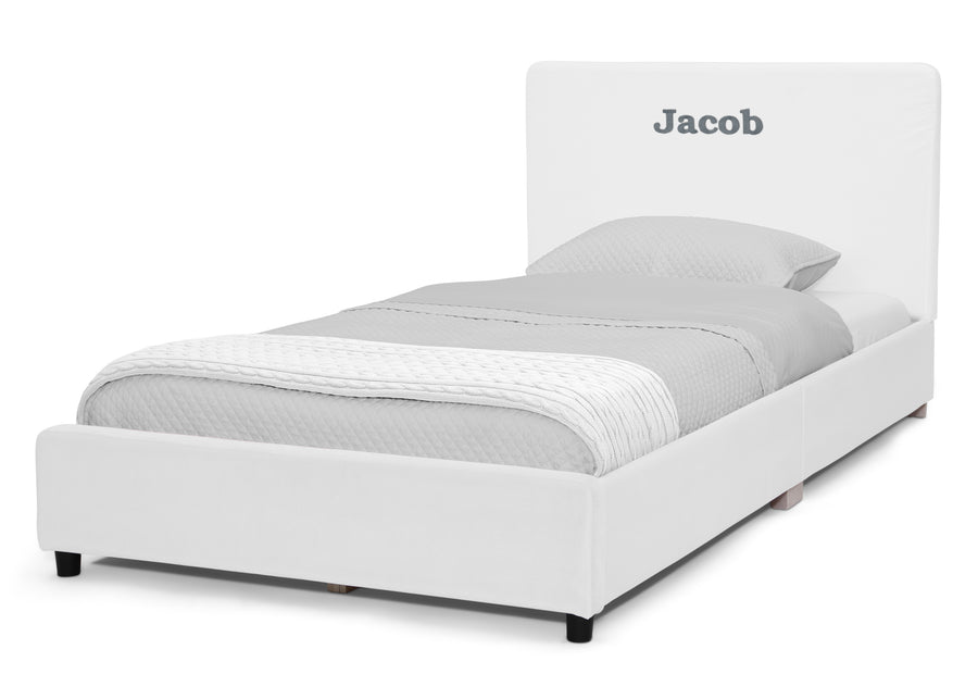 White Velvet (1600) 5-Personalized Upholstered  Twin Bed with Headboard
