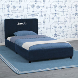 Personalized Upholstered  Twin Bed with Headboard 0