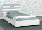 Grey with White Stripes (1603) 23-Personalized Upholstered  Twin Bed with Headboard
