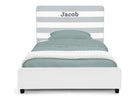 Grey with White Stripes (1603) 24-Personalized Upholstered  Twin Bed with Headboard