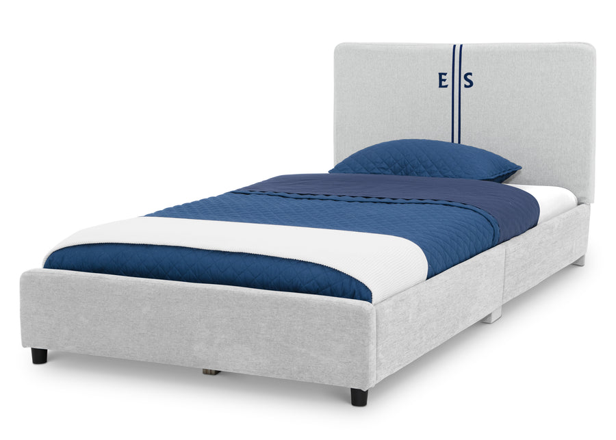 Dove Grey Stripe (1604) 33-Personalized Upholstered  Twin Bed with Headboard