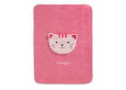Magenta Cat (1246) 2-Personalized Sherpa Throw Blanket with Storage Pocket for Kids