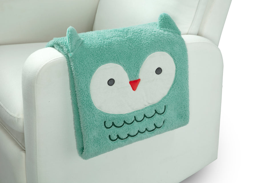 Light Teal Owl (1258) 5-Sherpa Throw Blanket for Kids