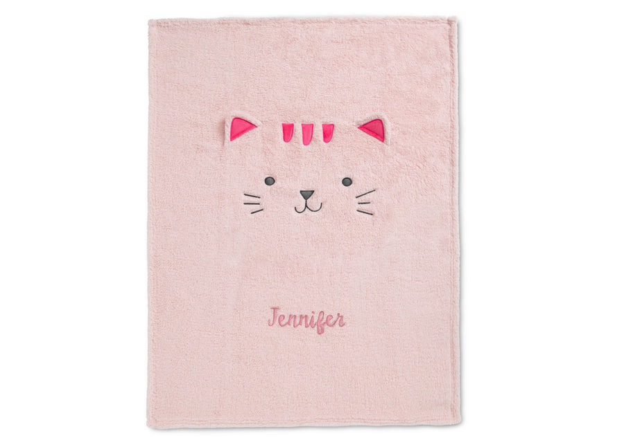 Pink Cat (1261) 6-Personalized Sherpa Throw Blanket for Kids