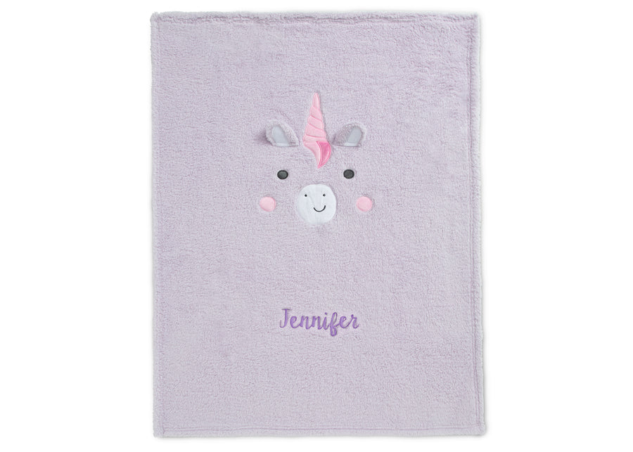 Light Purple Unicorn (1262) 14-Personalized Sherpa Throw Blanket for Kids