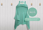 Light Teal Owl (1258) 13-Personalized Kids Hooded Bath Towel with Pockets