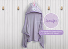 Light Purple Unicorn (1262) 1-Personalized Kids Hooded Bath Towel with Pockets