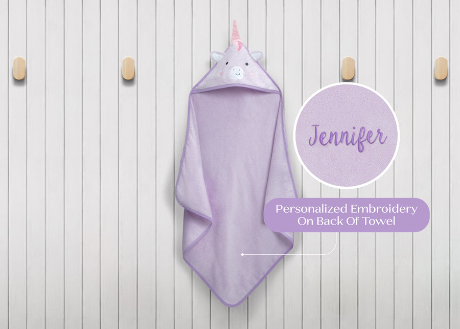 Light Purple Unicorn (1262) 10-Personalized Baby Hooded Bath Towel