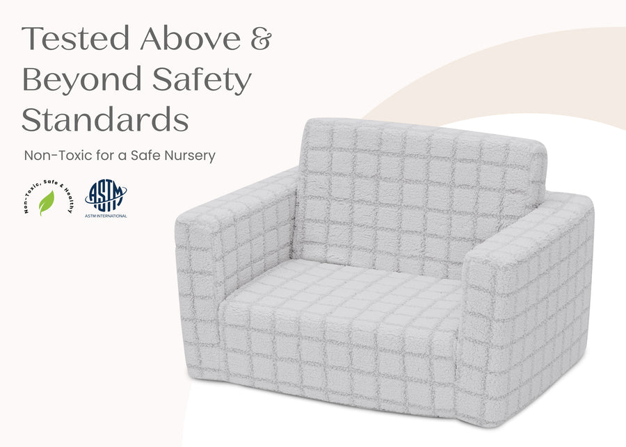 Grey (1709) 21-Checkered Cozee Flip-Out 2-in-1 Convertible Chair to Lounger