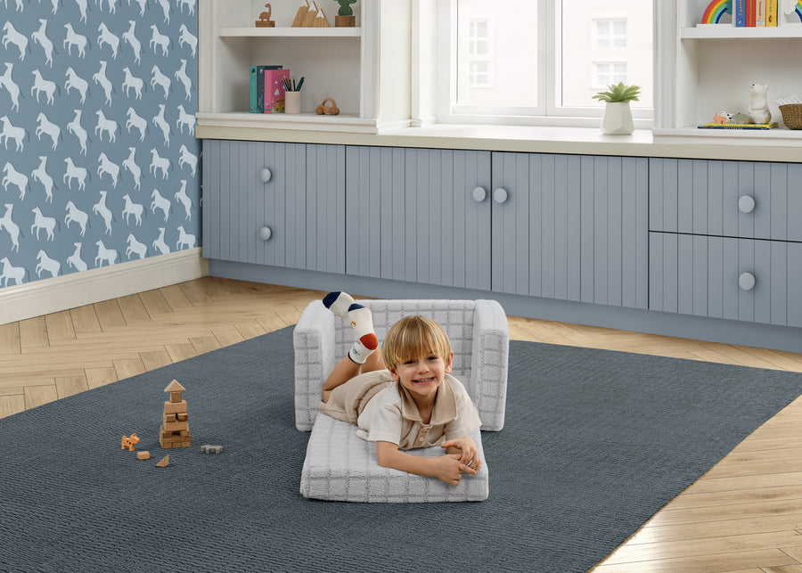 Grey (1709) 16-Checkered Cozee Flip-Out 2-in-1 Convertible Chair to Lounger