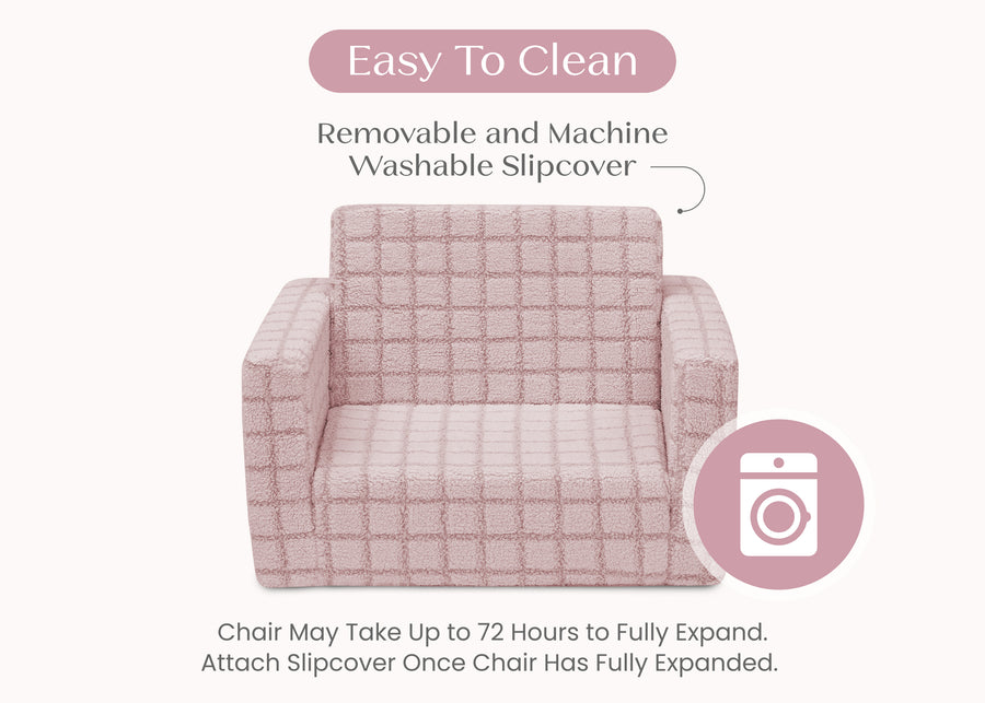 Pink (1710) 25-Checkered Cozee Flip-Out 2-in-1 Convertible Chair to Lounger