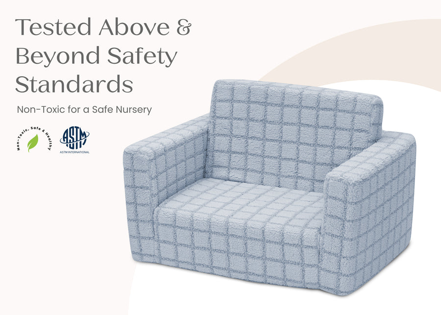 Blue (1711) 7-Checkered Cozee Flip-Out 2-in-1 Convertible Chair to Lounger