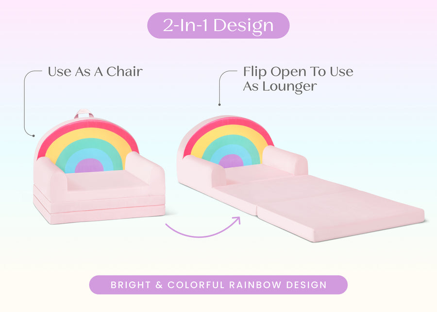 Rainbow (1712) 3-Cozee Rainbow Figural Flip-Out 2-in-1 Convertible Chair to Lounger
