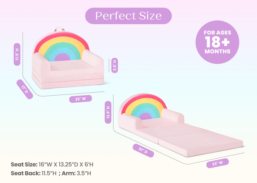 Rainbow (1712) 7-Cozee Rainbow Figural Flip-Out 2-in-1 Convertible Chair to Lounger