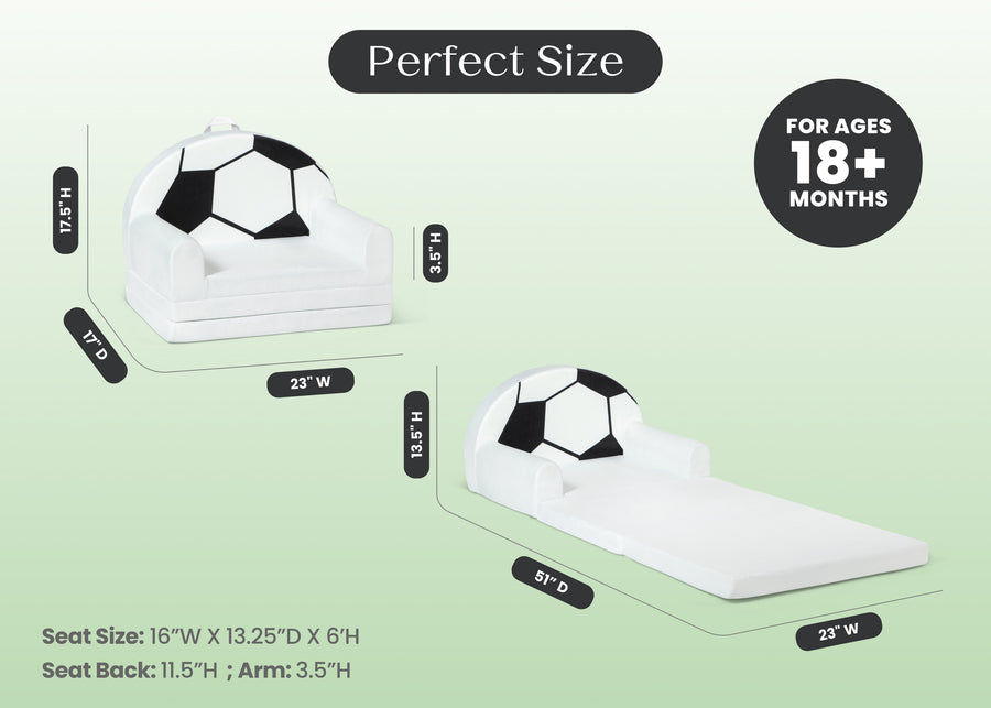 Soccer Ball (1713) 7-Cozee Soccer Ball Figural Flip-Out 2-in-1 Convertible Chair to Lounger