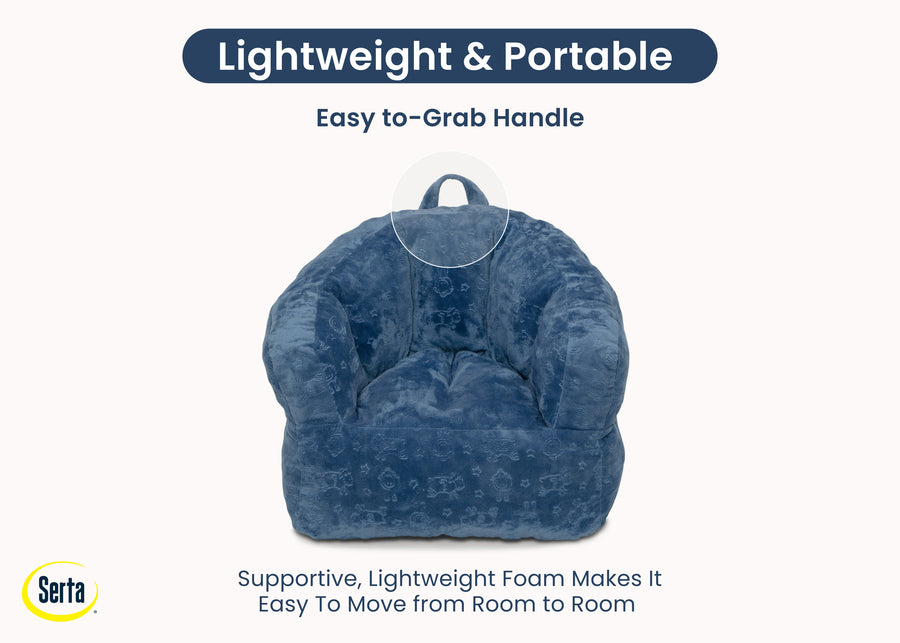 Denim Blue (1696) 5-Kids Plush Barrel Chair