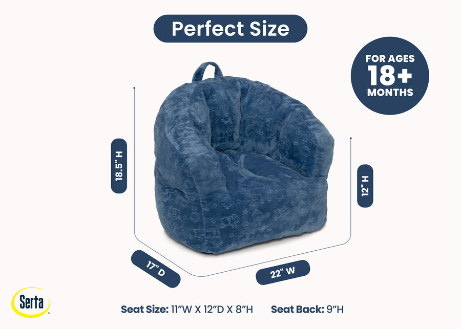 Denim Blue (1696) 4-Kids Plush Barrel Chair